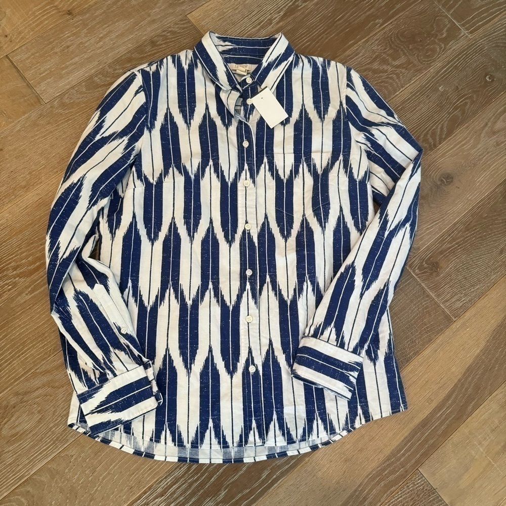 NWT J. Crew Blue Pattern Button Down Shirt